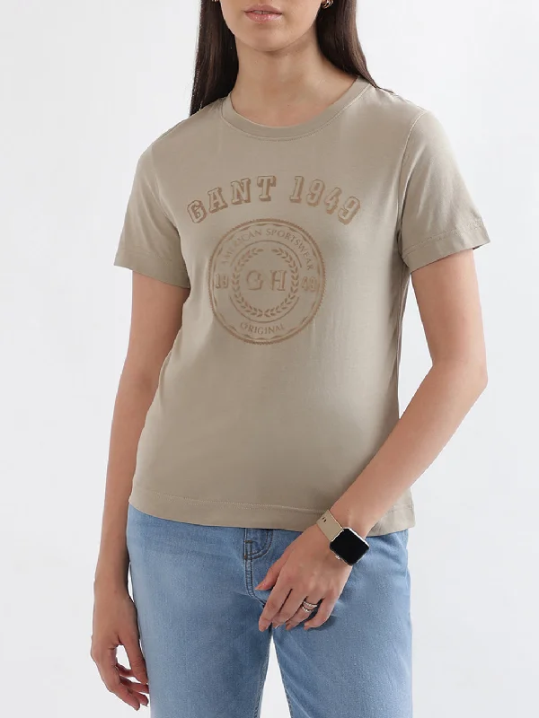 Gant Beige Logo Regular Fit T-Shirt