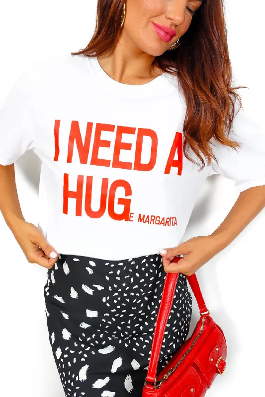 I Need A Marg - White Red Graphic Slogan T-Shirt