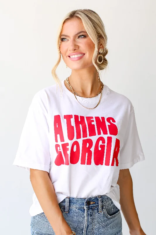 White Athens Georgia Cropped Tee