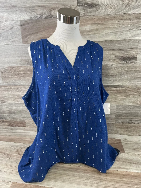 Blue & Silver Top Sleeveless Basic Crown And Ivy, Size Xxl