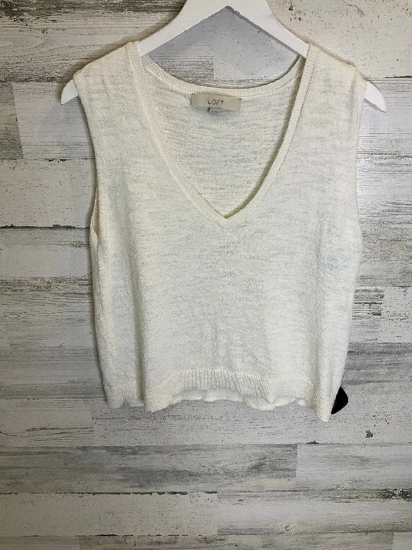 Cream Top Sleeveless Loft, Size S