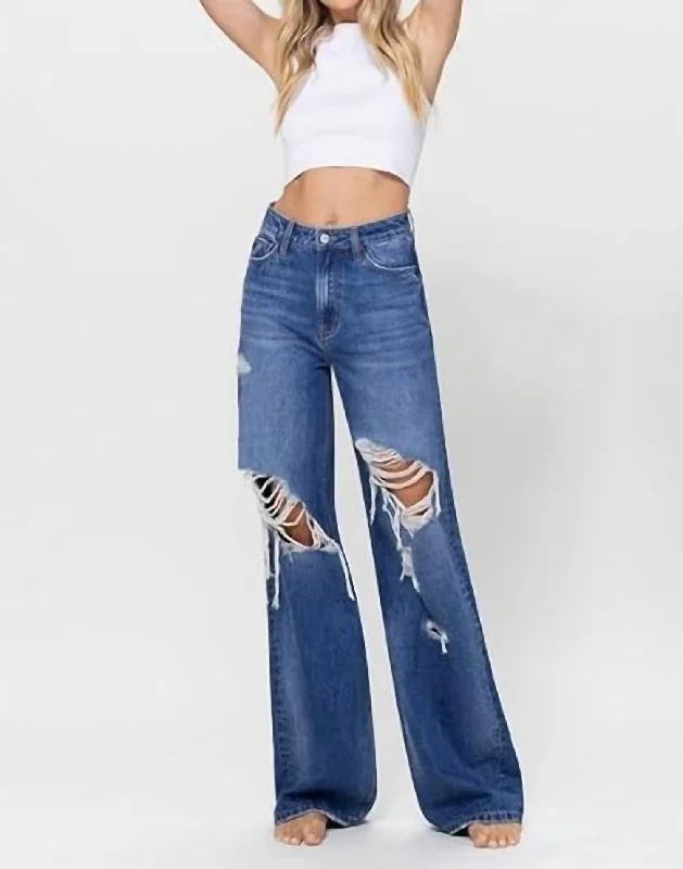 90's Vintage Jeans In Dark Blue