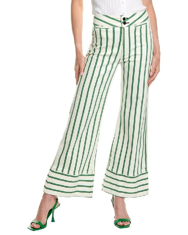 ASKK NY Green Brighton Stripe Wide Leg Jean