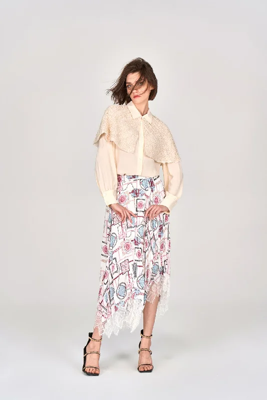 Beige Textured Cape Chiffon Shirt