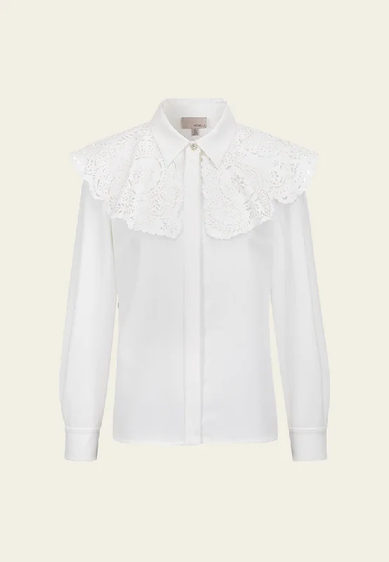 White Lace Peter Pan Collar Shirt