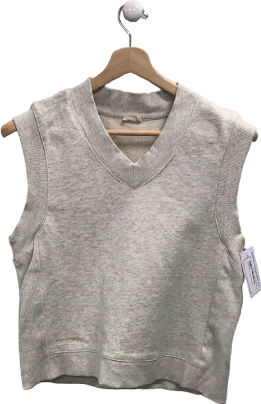 Adanola Grey Sleeveless V-Neck Sweatshirt XS