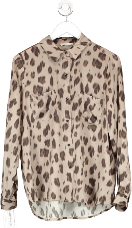 Anine Bing Brown Silk Animal Print Shirt UK M