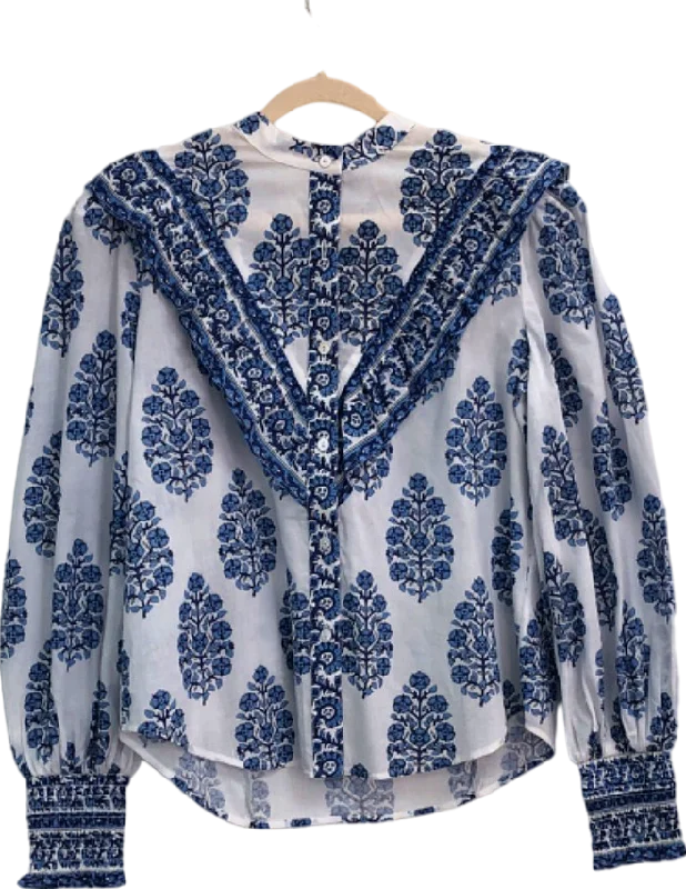 Neve & Noor Blue Tally Shirt in Indi Lapis UK S