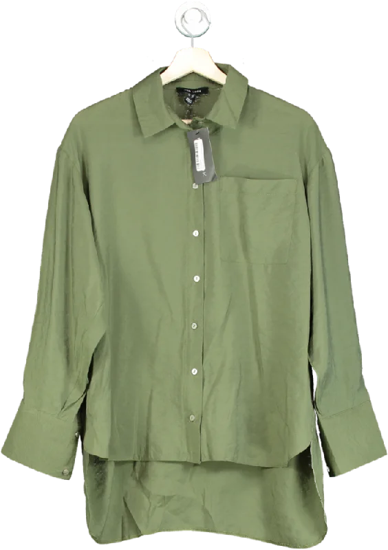 New Look Khaki Green Collar Long Sleeve Shirt UK 12