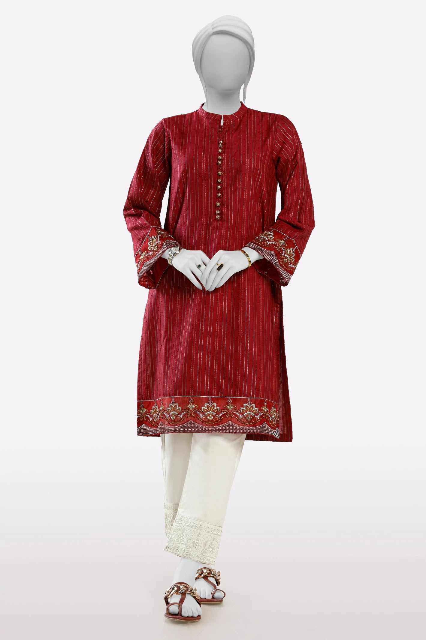 Maroon Embroidered Kurti