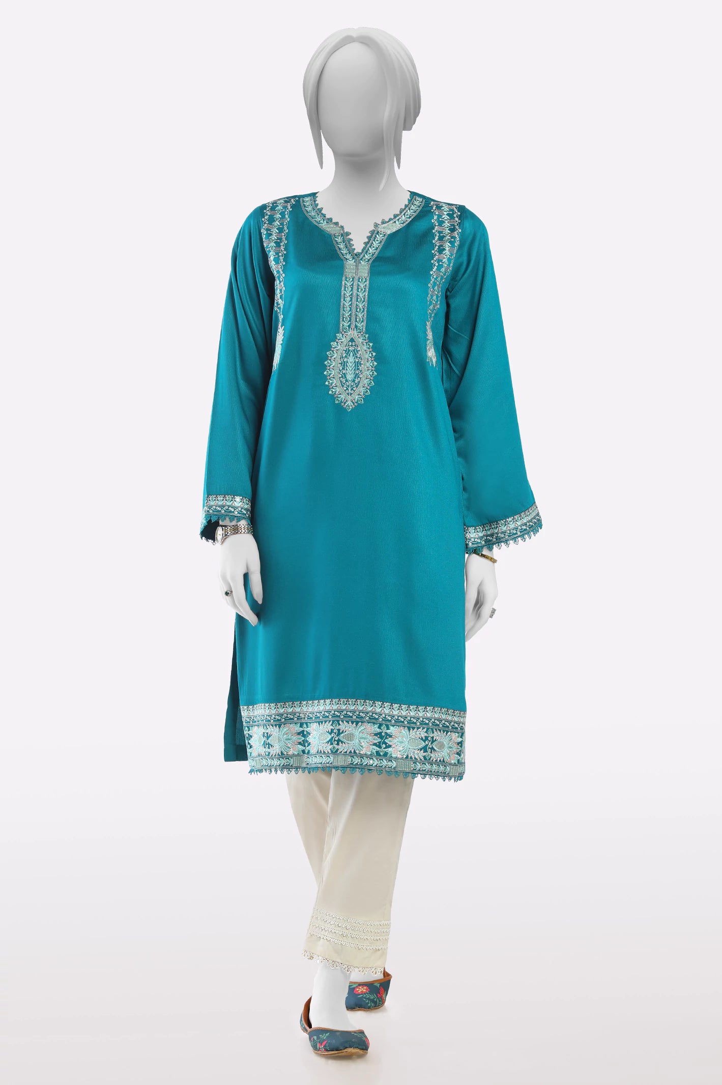 Green Embroidered Kurti