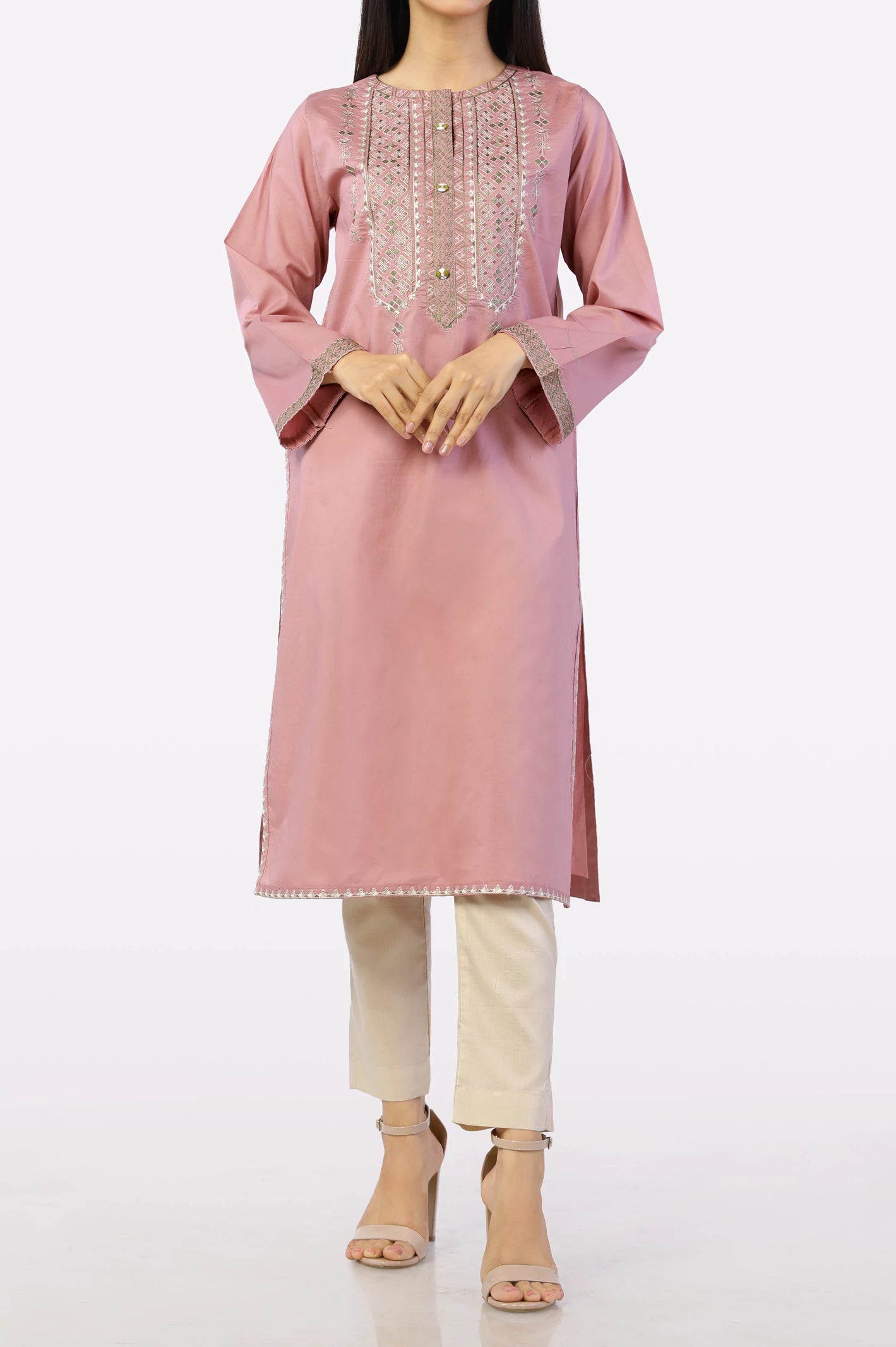 Pink Embroidered Kurti