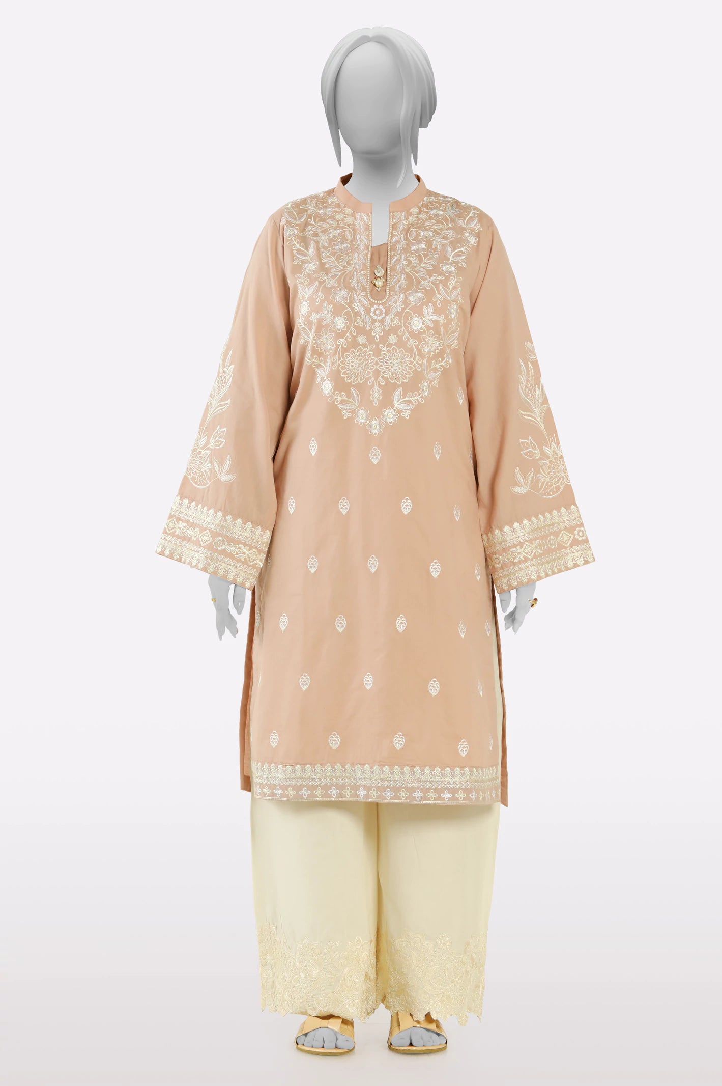 Coffee Embroidered Kurti