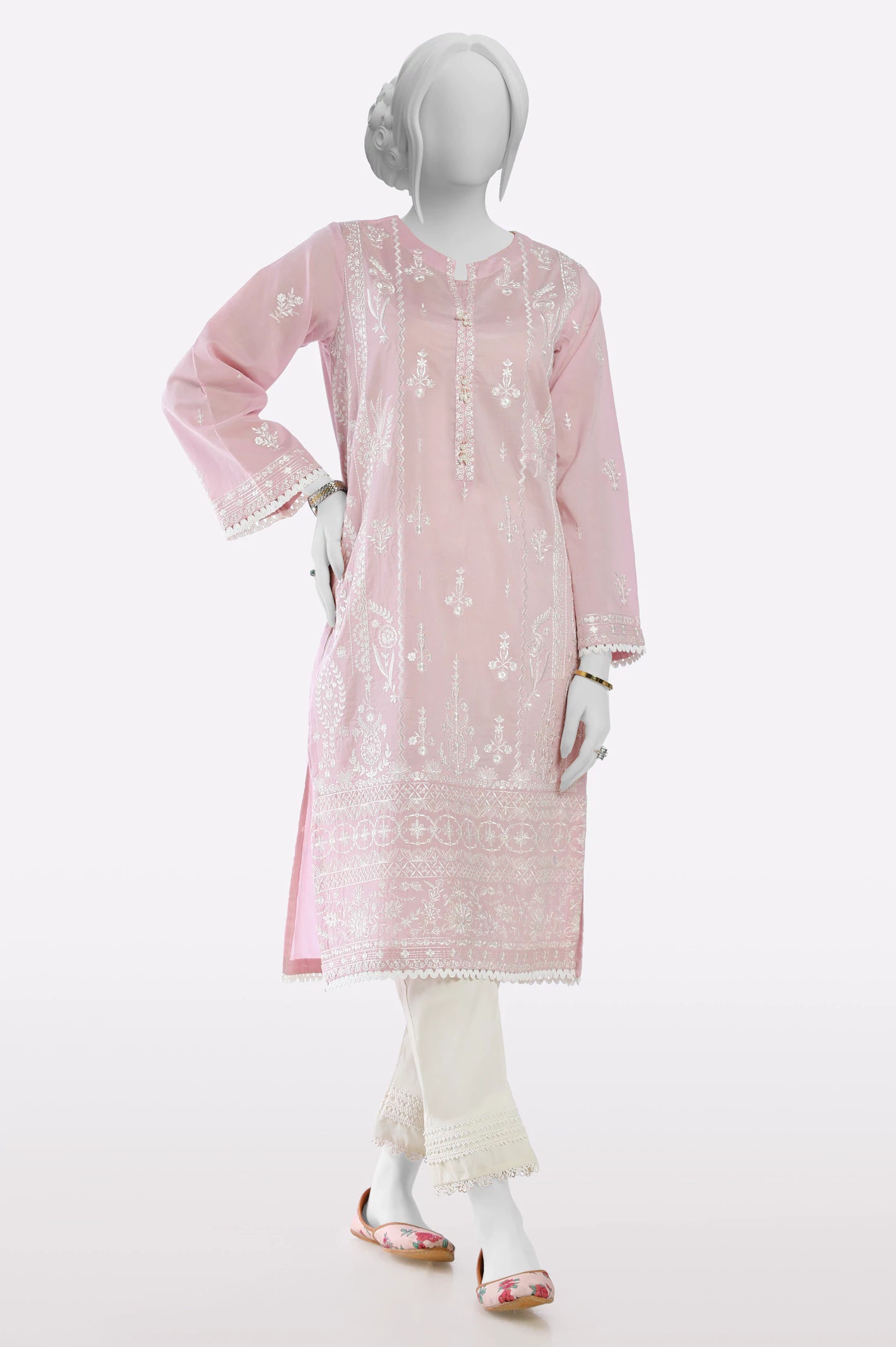 Light Pink Embroidered Kurti