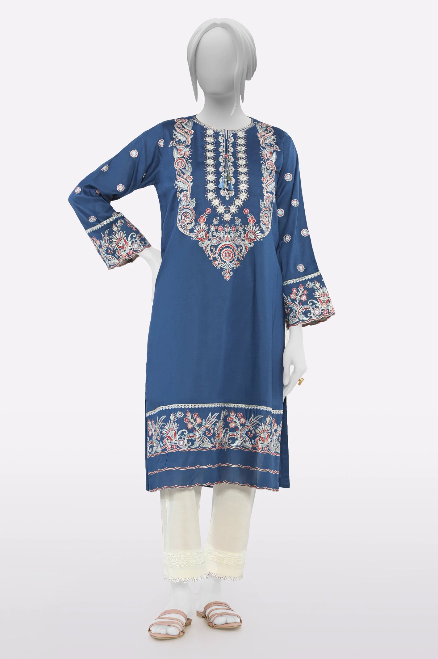 Blue Embroidered Kurti