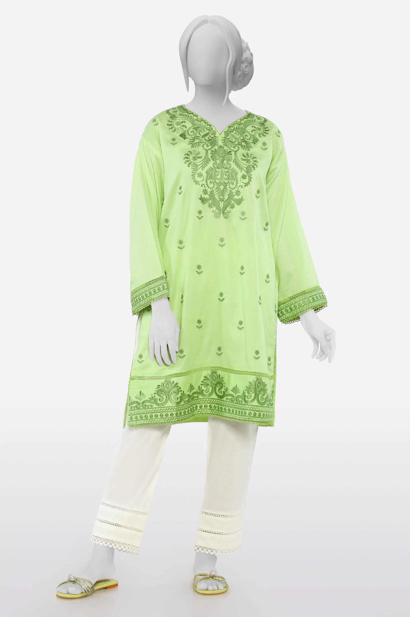 Light Green Embroidered Kurti