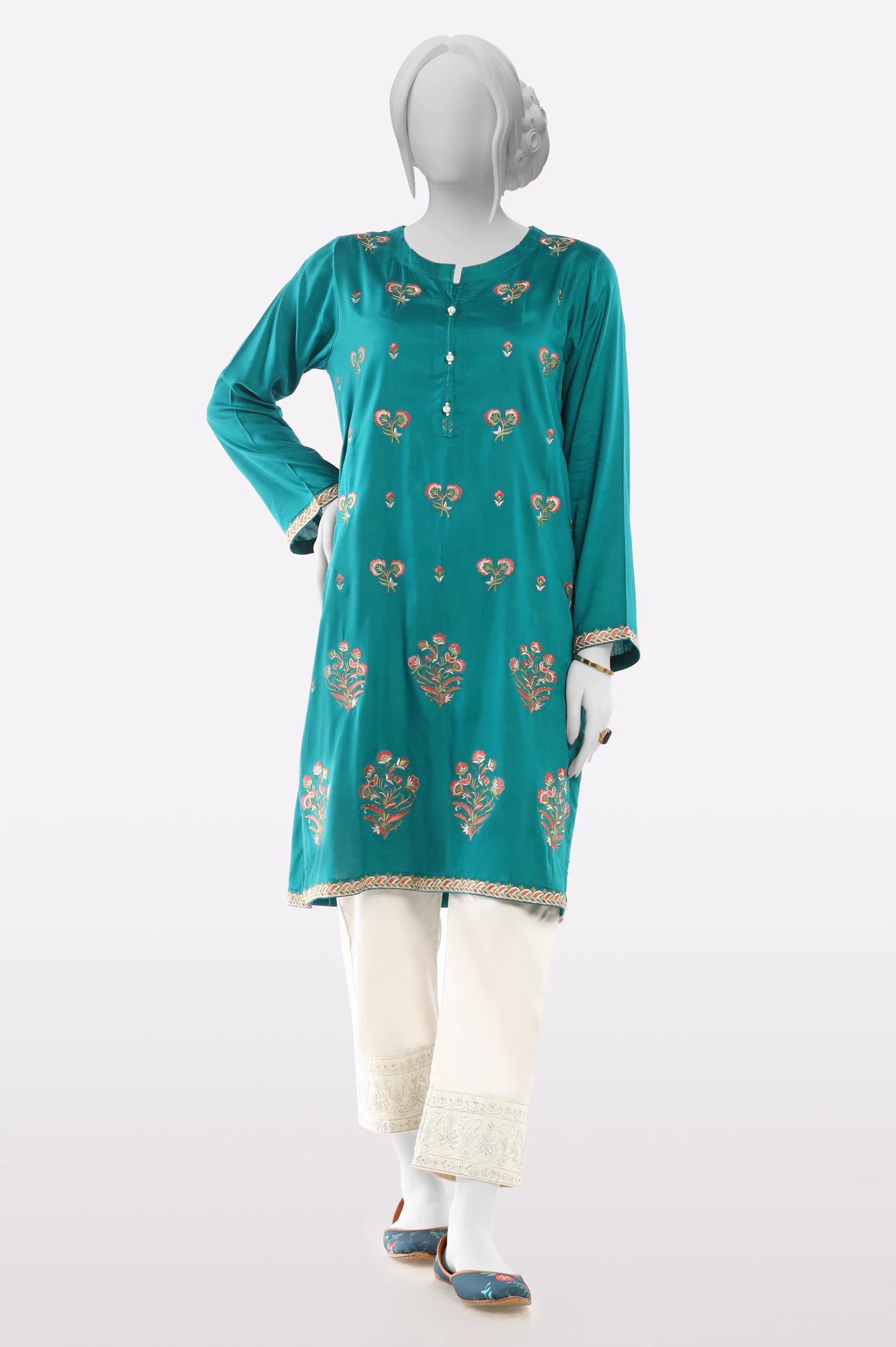 Green Embroidered Kurti