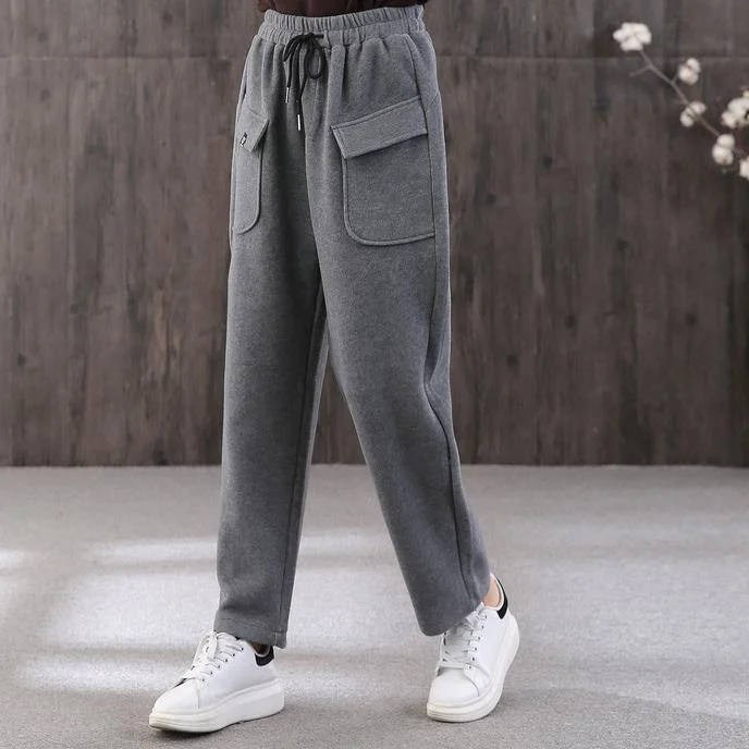 2019 women new gray pants plus size wild cotton straight pants