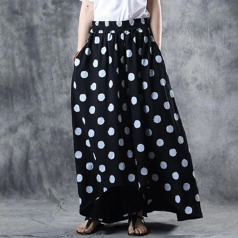 Art linen for women Boho Ramie Loose Asymmetrical Wide Leg Pants