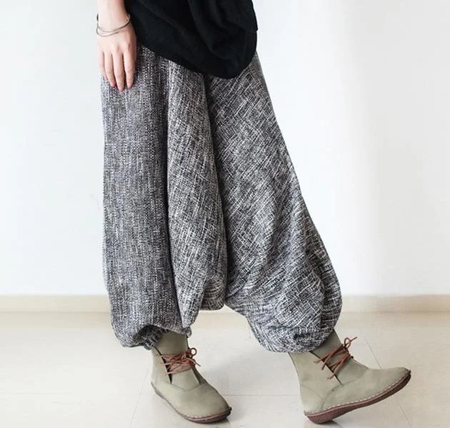 Autumn Winter Plus Size Elastic Waist Harem Pants Ladies Vintage Harem Trousers