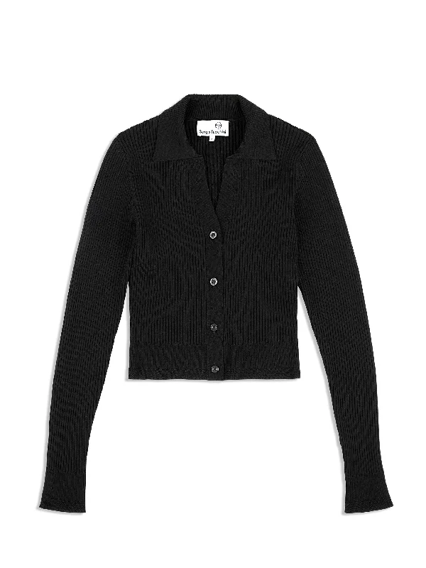 Magreta Rib Cardigan- Black Beauty