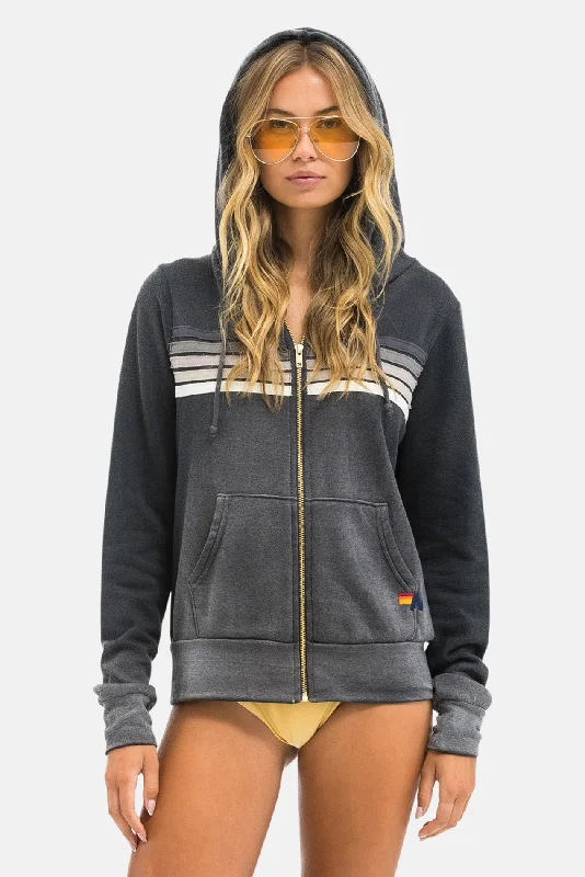 5 Stripe Zip Hoodie Faded Smoke