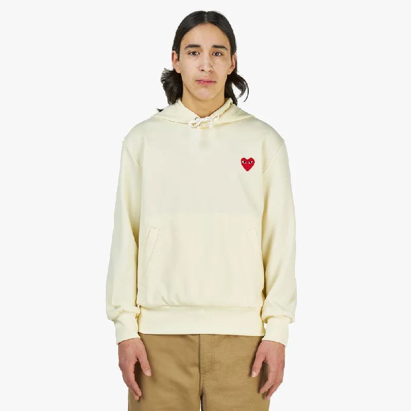 COMME des GARÇONS PLAY Red Heart Pullover Hoodie / Ivory