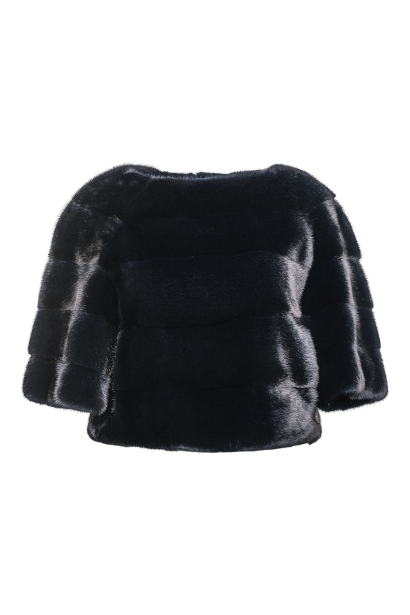 Horizontal Solid Color Mink Fur Pull - Over - Side Zipper