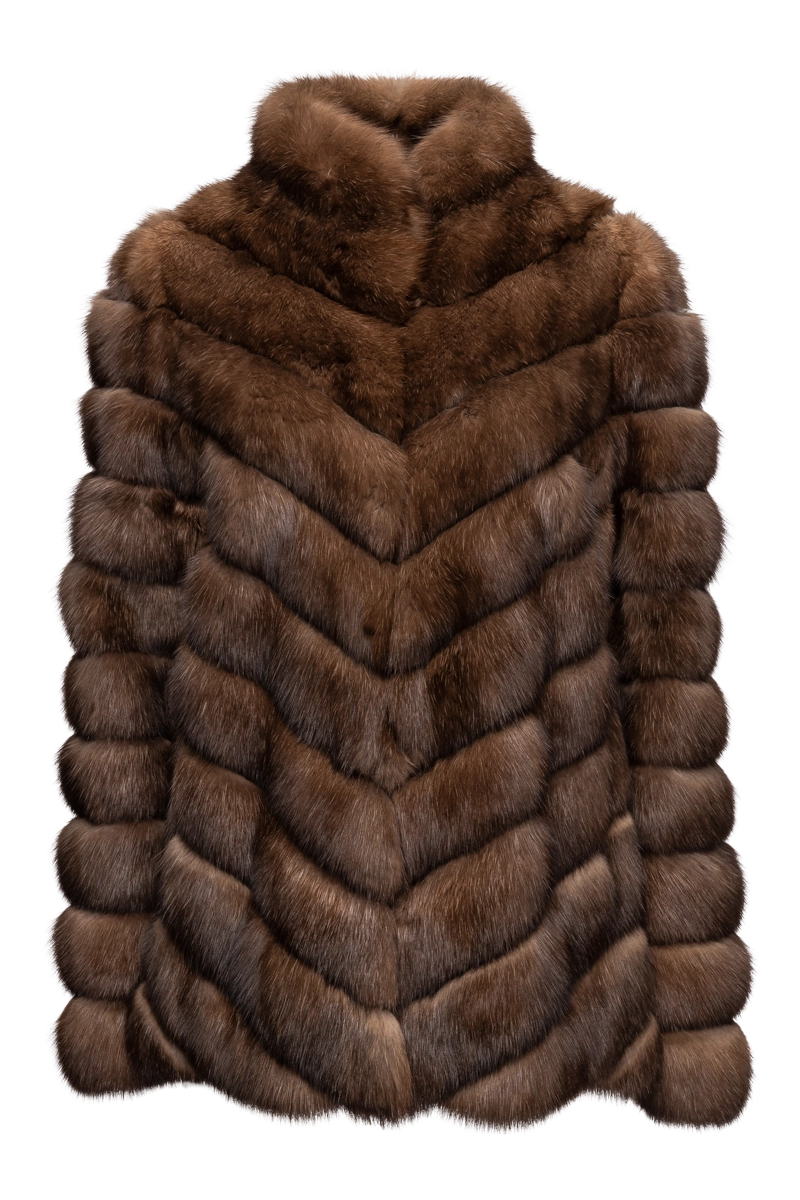 Chevron Natural Russian Sable Fur Jacket