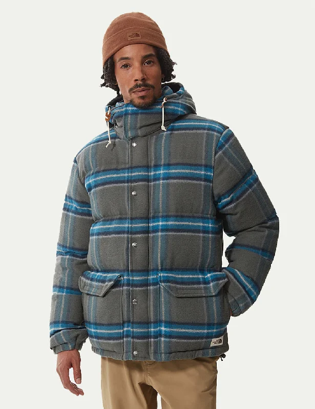 North Face Sierra Down Wool Parka - Thyme Large Bold Shadow Plaid