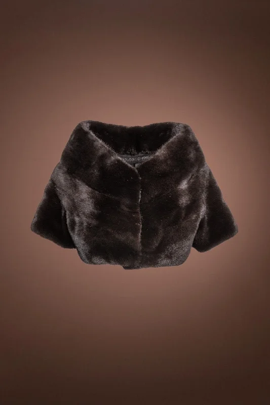 Triangle Shaped Black Mink Fur Shrug