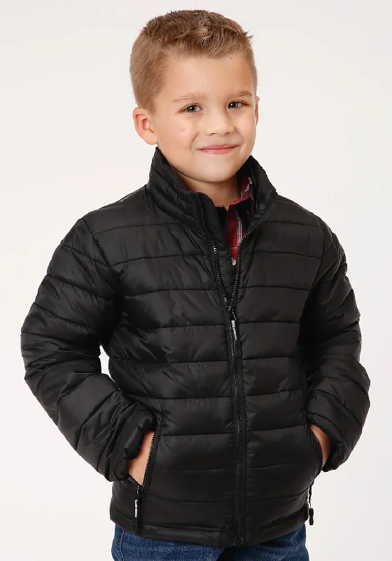 Roper Boys Kids Black Nylon Crushable Poly Filled Jacket