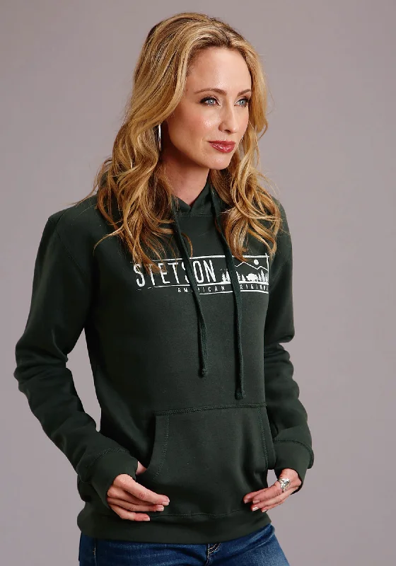 Stetson Womens Hunter Green Cotton Blend Original Hoodie