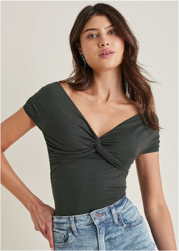 Twist Off-The-Shoulder Top - Black