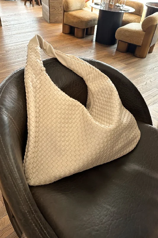 Faye White Vegan Leather Hobo Bag