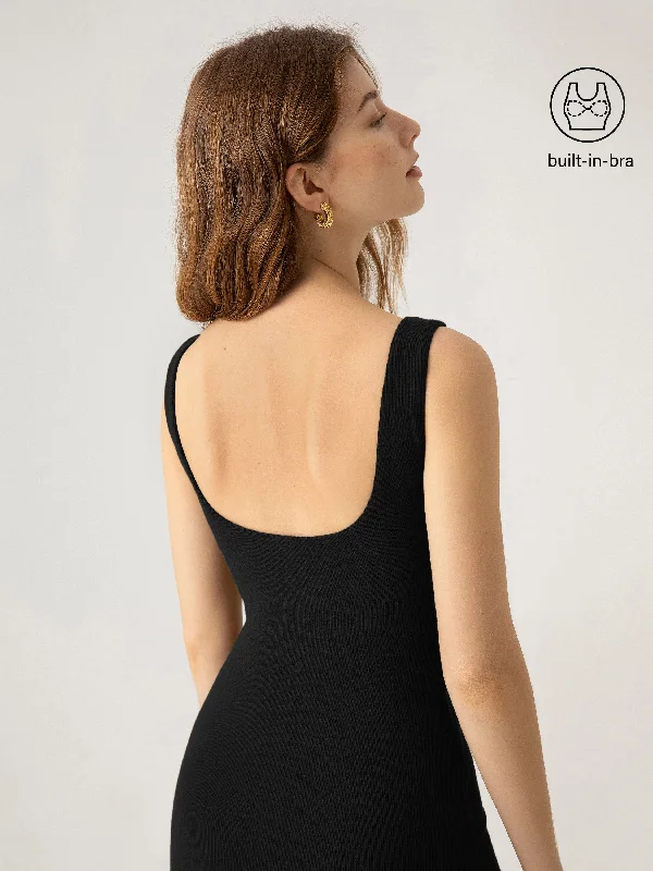 Boatneck Bustier Open-Back Brami Mini Dress