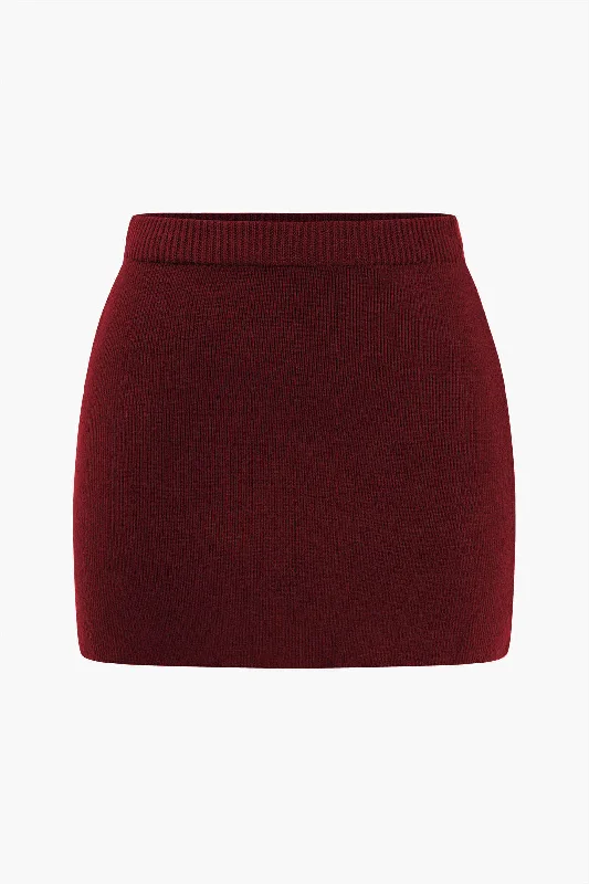 Plus Size Solid Knit Mini Skirt