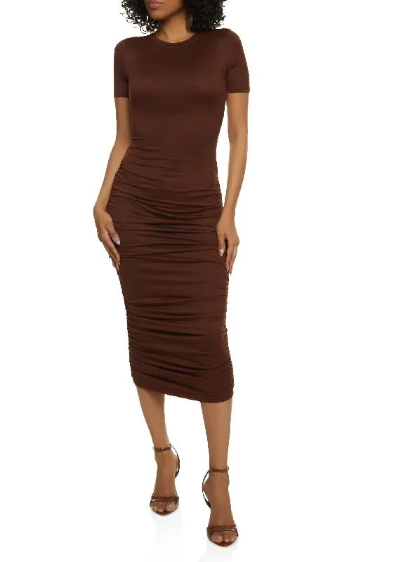 Ruched T Shirt Midi Dress