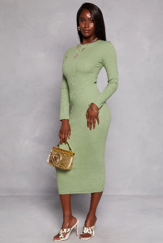 Daisy Ribbed Crew Neck Midi Dress