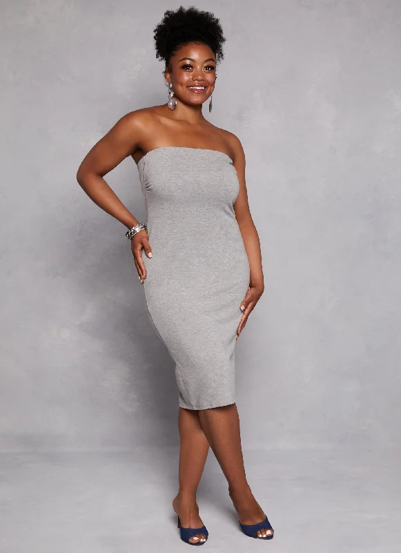 Plus Size Basic Midi Tube Dress