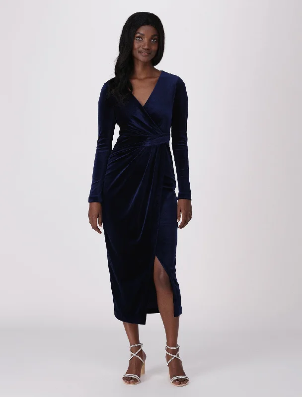 Julianne Wrap Velvet Midi Dress