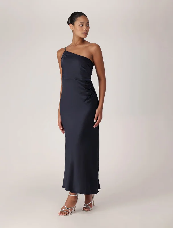 Kelly One Shoulder Satin Maxi Dress