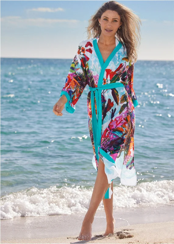 Midi Kimono Cover-Up - Tropical Seas