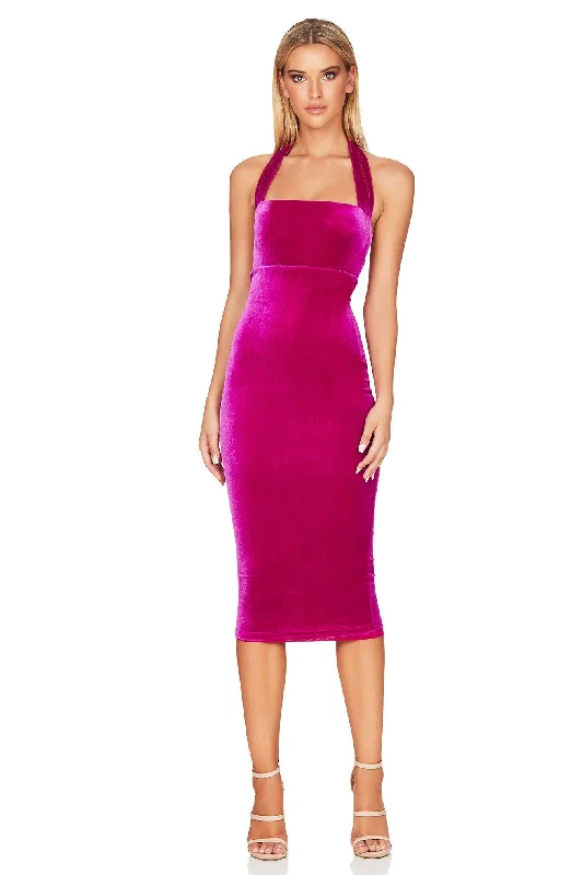 Nookie Vera Velvet Midi Dress - Fuchsia