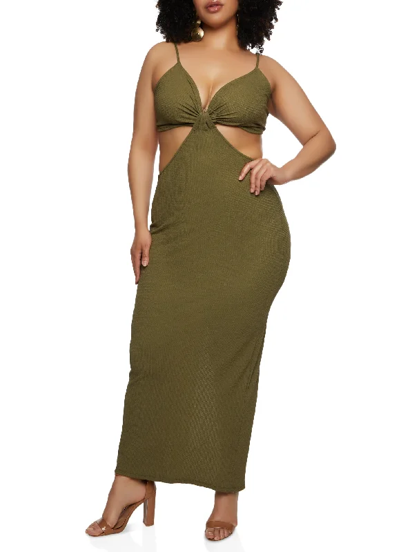 Plus Size Back Slit Cut Out Maxi Dress