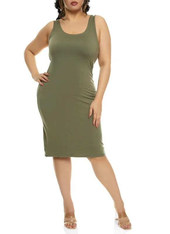 Plus Size Basic Midi Tank Dress