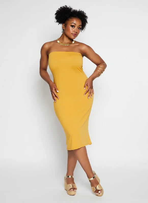 Plus Size Basic Midi Tube Dress