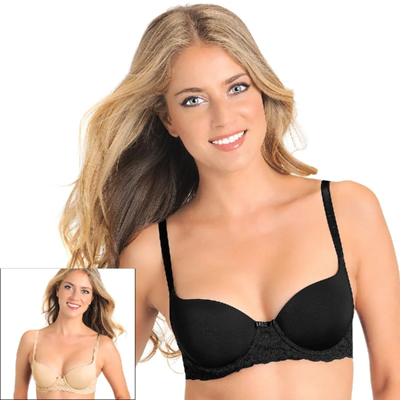 Lily of France Value Collection Women`s 2-Pack Smooth Lace Push Up Bra