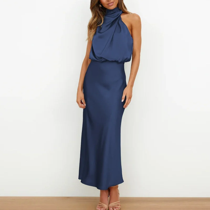 Fashion Halter Cocktail Party Maxi Dress