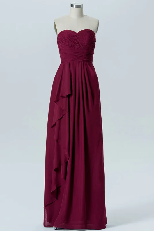 Magenta Sweetheart Ruffled Bridesmaid Dress